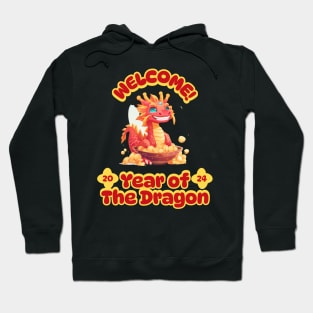 Welcome! Year of the Dragon: Playful Chinese Dragon in Treasured Colors Hoodie